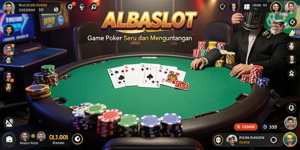Tampilan gameplay yang menegangkan di ALBASLOT saat bermain Poker.