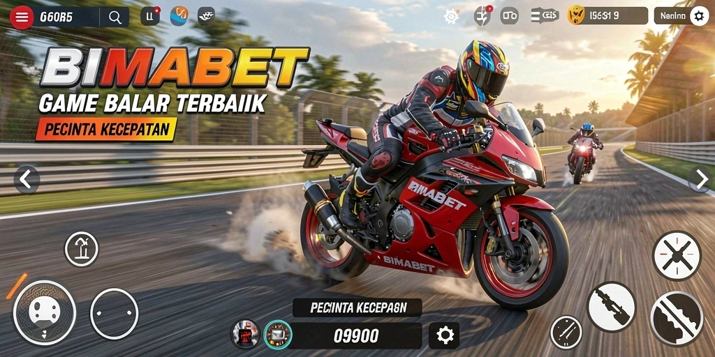Screenshot gameplay BIMABET menampilkan balapan motor yang seru dan mendebarkan.