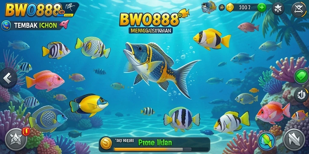 Screenshot gameplay BWO888 menampilkan aksi seru Tembak Ikan.