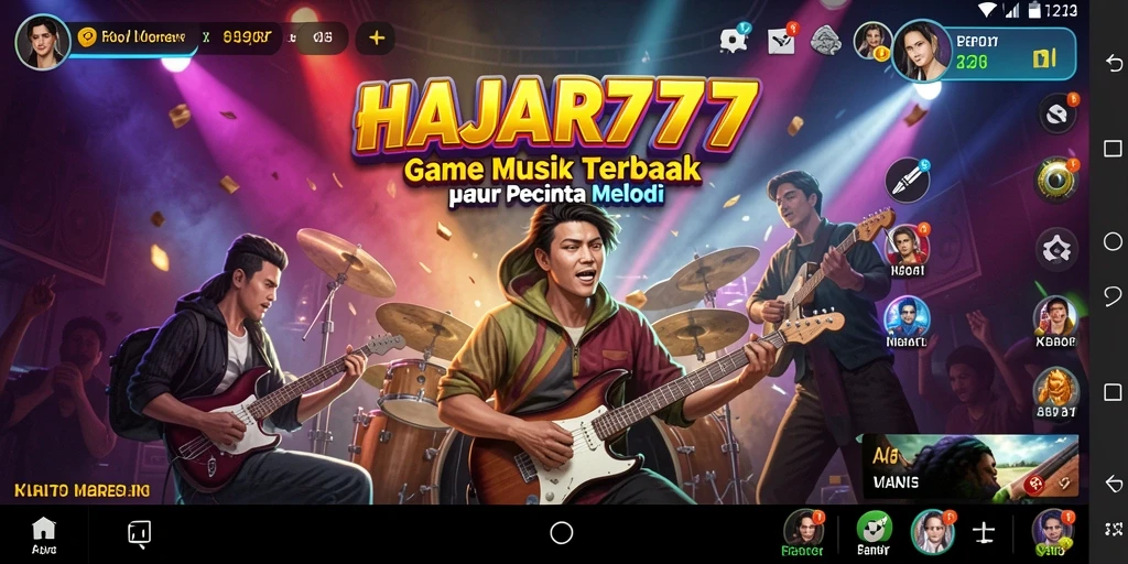 Tampilan utama gameplay HAJAR777 dengan interaksi musik yang menyenangkan.