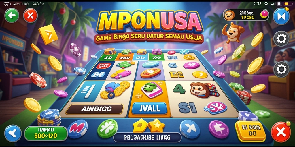 Tampilan gameplay seru dari MPONUSA dengan kartu Bingo dan interaksi pemain.