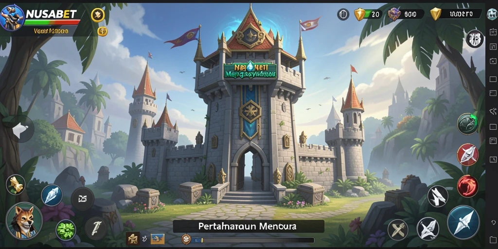 Screenshot gameplay NUSABET menampilkan aksi menara yang mendebarkan.