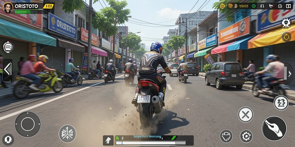 Tampilan seru gameplay balapan motor di ORISTOTO.