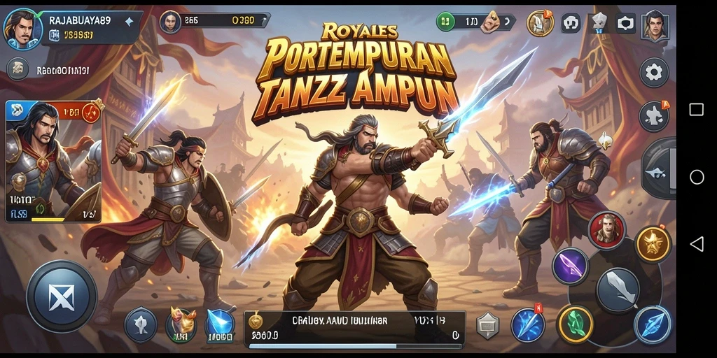 Tampilan gameplay epik dalam RAJABUAYA89 saat bertempur di medan perang.