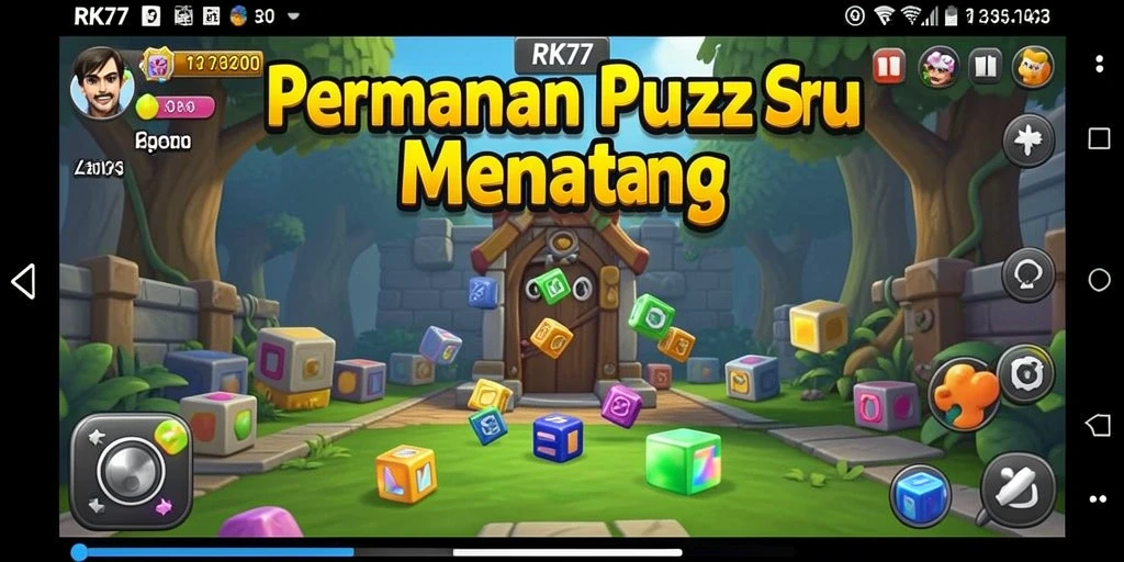Screenshot gameplay RK77 menunjukkan tantangan puzzle menarik.