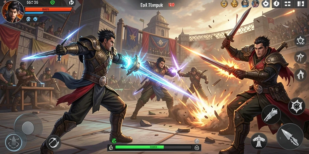 Tampilan gameplay bertarung intens di S13 dengan karakter yang beraksi.