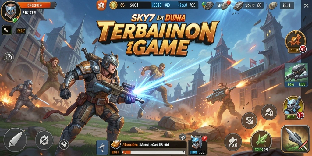 Screenshot yang menunjukkan pertarungan epik di SKY77.