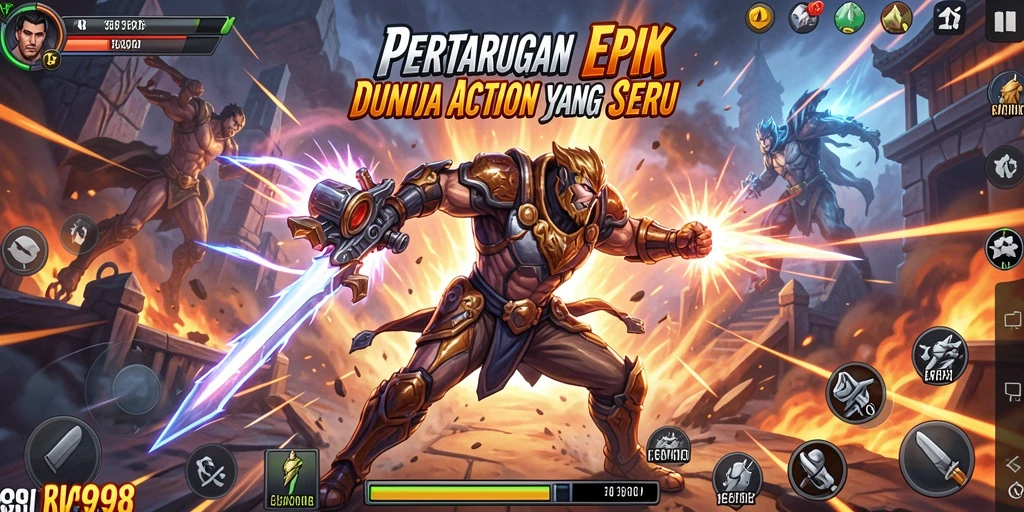Tampilan gameplay V98 menampilkan aksi seru dalam pertarungan.